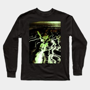 Digital collage, special processing. Person holding his hand, field, energy waves. Beautiful. Green. Long Sleeve T-Shirt